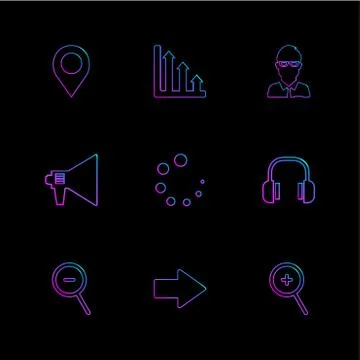 Navigation , graph , avtar , speaker,  progress , headset ,search , zoom out, イラスト素材