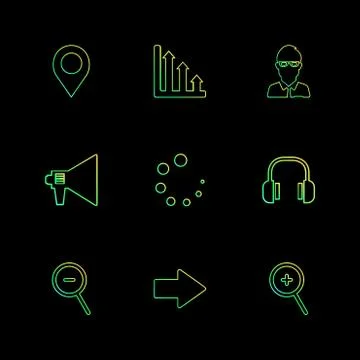 Navigation , graph , avtar , speaker,  progress , headset ,search , zoom out, イラスト素材