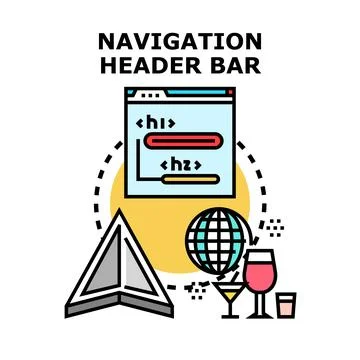 Navigation header bar development concept illustration 스톡 일러스트