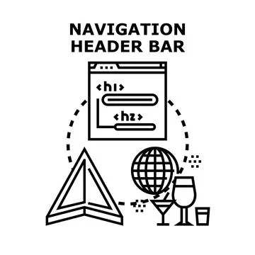 Navigation header bar development concept illustration Illustrazione stock
