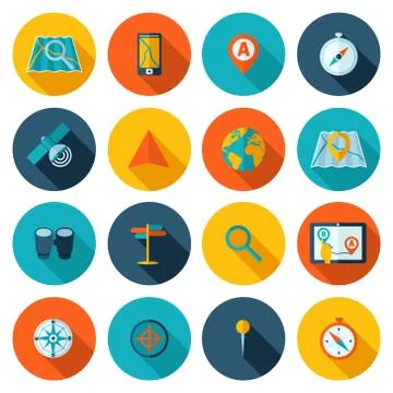 Navigation icon flat set Illustrazione stock