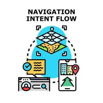 Navigation intent flow guiding digital user experience planning Stock Illustration