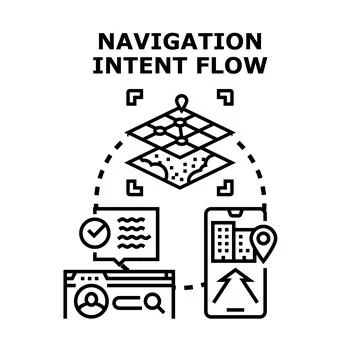Navigation intent flow guiding digital user experience planning Stock Illustration