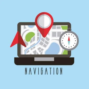 Navigation laptop technology pointer compass arrow destination Illustrazione stock