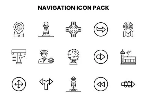 Navigation Line Bundle Icons Pack Illustrazione stock