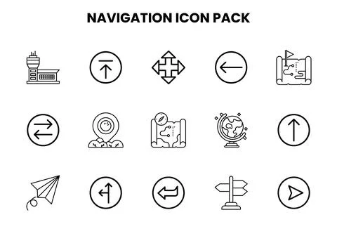 Navigation Line Bundle Icons Pack Stock Illustration