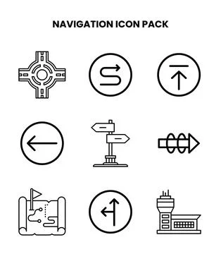 Navigation Line Graphics Icons Pack Stock Illustration