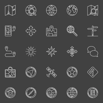 Navigation line vector icons Stock Illustration