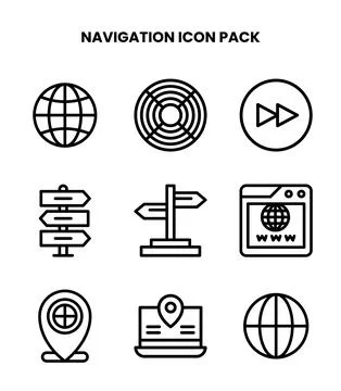 Navigation Line Vector Icons Pack 스톡 일러스트