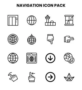 Navigation Line Vector Icons Pack 스톡 일러스트