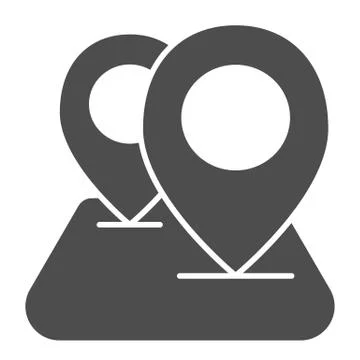Navigation map and two pointer solid icon. Cartography vector illustration Illustrazione stock