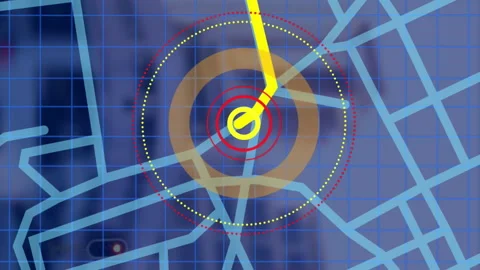 Navigation map line scheme over time-lapse of city traffic in background 스톡 동영상 312322939