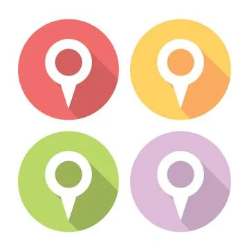 Navigation Map Location Pin Flat Icons Set Stock Illustration