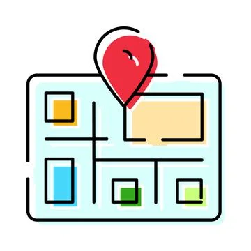 Navigation map with location pin marker icon Stock Illustration