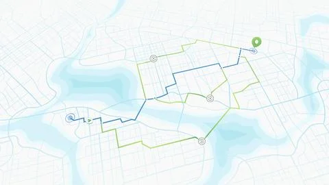 Navigation on map for optimizes and recommend location of charging stations Stock Illustration