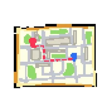 Navigation map pixel art vector illustration 스톡 일러스트