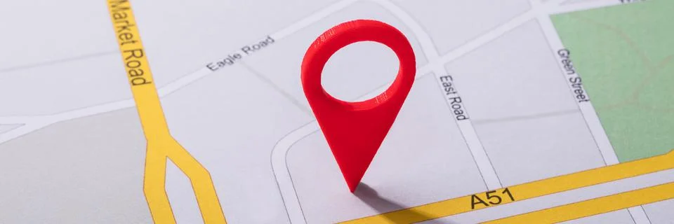 Navigation Map With Red Pin Pointer Stock Photos