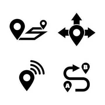 Navigation Map. Simple Related Vector Icons Stock Illustration