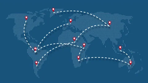 Navigation map of the world. Video stock 164550685