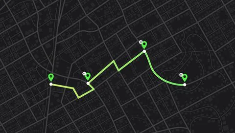 Navigation mapping technology, distance and turns of the path. Vector Stock Illustration