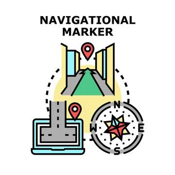 Navigation marker concept presenting direction and location Stockillustratie