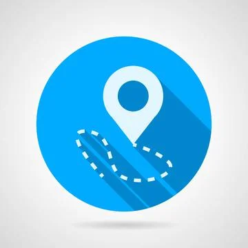 Navigation marker flat vector icon Blue round vector icon with white silho... Stockfoto's