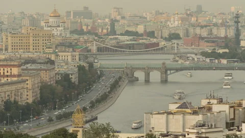 Navigation on the Moscow River Stock Footage 164584992