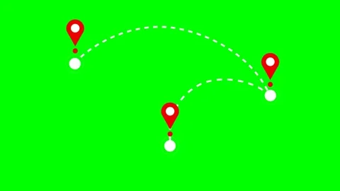 Navigation Path with GPS Markers on Green Screen 4K Animation Vidéo 338124703