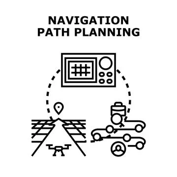 Navigation path planning route tracking journey concept Stock Illustration