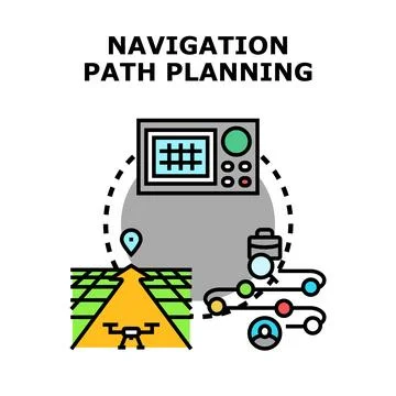 Navigation path planning route tracking journey concept Stock Illustration