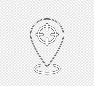 Navigation point gray flat vector icon on transparent background. Search for  Stock Illustration