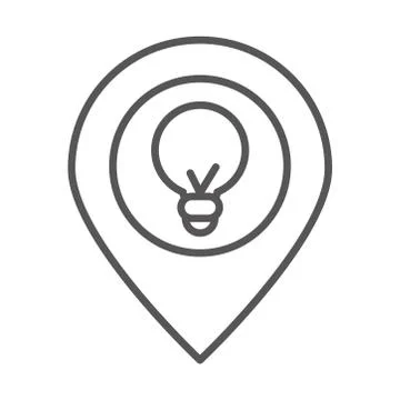 Navigation pointer bulb creativity idea, line icon design 스톡 일러스트