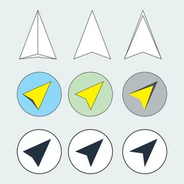 Navigation pointer flat thin line icons set. Navigator arrow symbols. Collect Stock Illustration