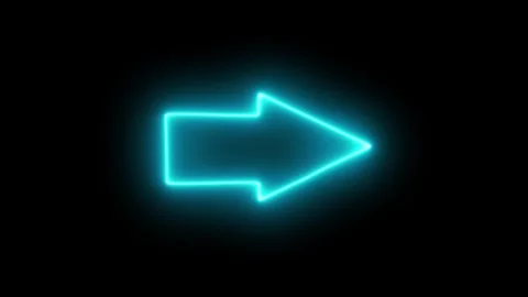 Navigation pointer glowing neon arrow right with cyan teal colors loop. Mod.. Stock Footage 313429844