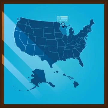 Navigation pointer indicating wisconsin state on US map Stockillustratie