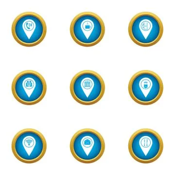 Navigation program icons set, flat style Stock Illustration