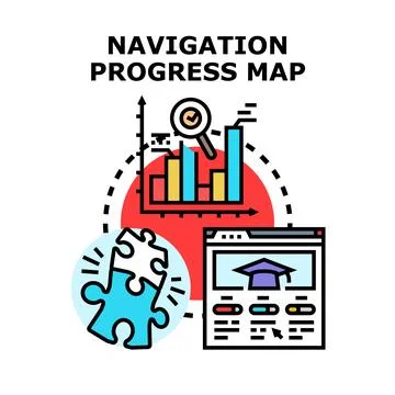 Navigation progress map concept of online learning Stock Illustration