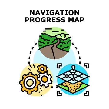 Navigation progress map process vector concept Illustrazione stock