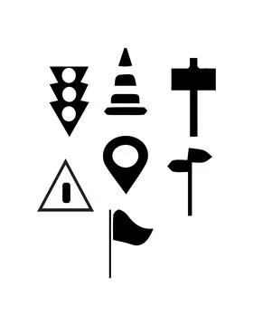 Navigation Road Sign Location Map Icon Set Stock Illustration