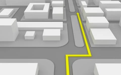 Navigation route on 3d map Stock Illustration