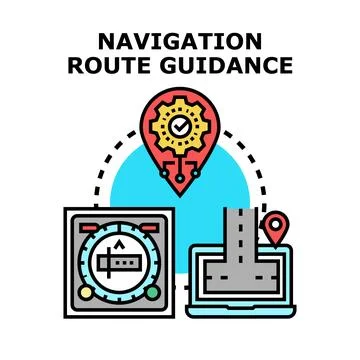 Navigation route guidance system for efficient travel planning Stock Illustration