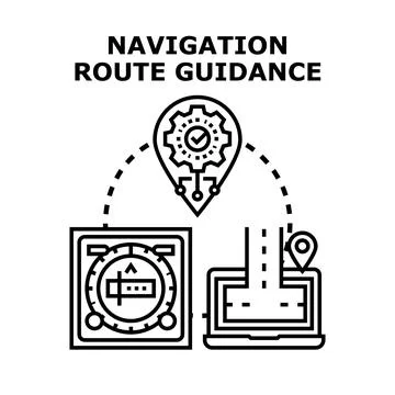 Navigation route guidance system for efficient travel planning Stock Illustration