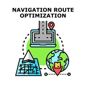 Navigation route optimization planning delivery service Ilustración de archivo
