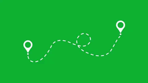 Navigation route path animation with location pins Stock Footage 330524027