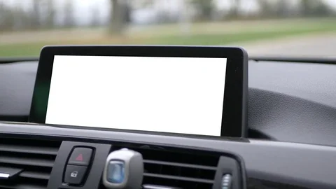 Navigation Screen in Car, Map Mobile Car App Technology and Road, Slow Motion Stock Footage 84719805