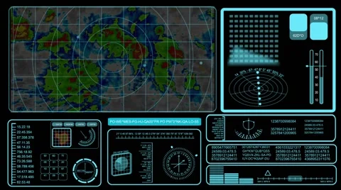 Navigation screen display on unidentified planet with alpha channel Stock Footage 40621193