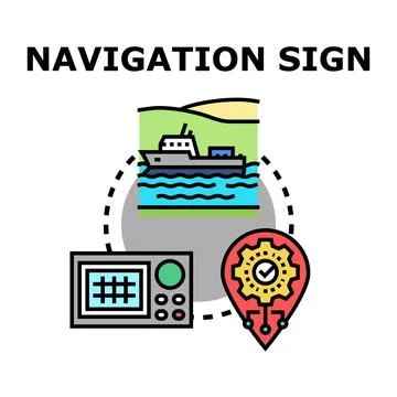 Navigation sign guiding a vessel using modern technology Ilustração Stock