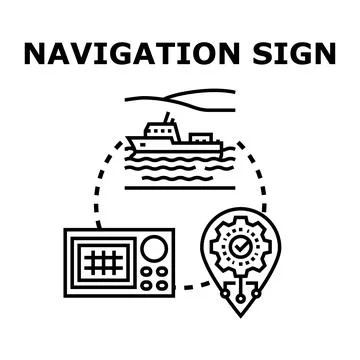 Navigation sign guiding a vessel using modern technology Ilustração Stock