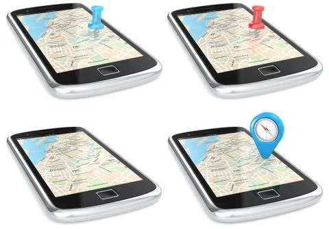 Navigation via Smartphone. Illustrazione stock