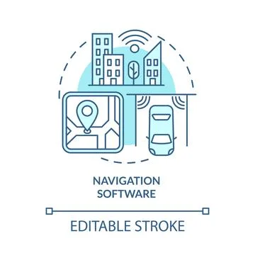 Navigation software blue concept icon Illustrazione stock